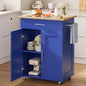 Mobile Kitchen Island on Wheels, Large Drawer, Blue | On Wheels, Large Drawer, Adjustable Shelf, Towel Rack, Rolling Island Table,for Kitchen & Dining Room - size: Small Kitchen Island, style: Modern Blue