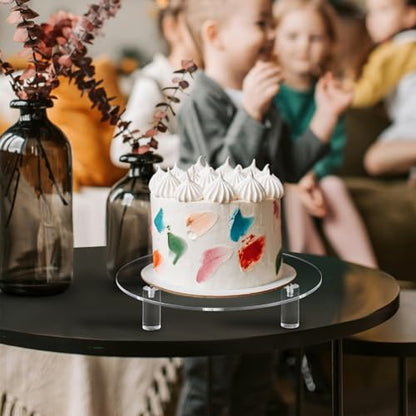 Lineshading 3 Pcs Round Acrylic Display Riser Clear Round Stands Clear Pedestal Riser Board for Cake Plant Dessert Jewelry Collectible Cupcake Figure Wedding Birthday Party Decor(6'',8'',10'') - size: 6'',8'',10'', style: Round