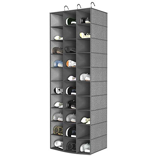 Libeder Hanging Closet Organizers - 30 Section Shoe Shelves, Space Saving Shoe Holder Grey - color: Grey, size: 30 Sections