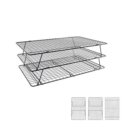 Cooling Rack 16"x10", 3-Tier Stackable & Collapsible Cooling Racks | Cooling Racks for Cooking and Baking, Roasting, Grilling, Oven & Dishwasher Safe (Black, 3-Tier-SL) - color: Black, size: 3-Tier-SL