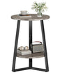 sthmec Small Round End Table, 2 Tier Side Table with Storage Shlef,Coffee Table Wooden Tabletop & Metal Frame,Round Accent Table Small Nightstands Couch Tables for Bedroom,Livingroom, Grey - color: Grey