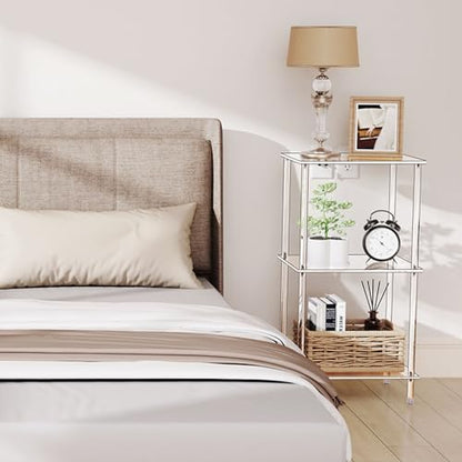 Clear Acrylic Side Table Set of 2, 15.7" L x 11.8" W x 30.7" H, 3-Tier End Table for Living Room, Small Modern Bedside Tables Nightstand for Bedroom, Home Decor Accent Table - size: 3 Tier Tall 2-Pack
