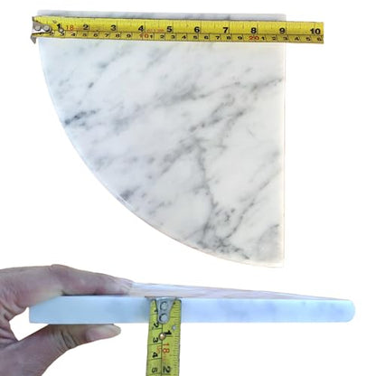 9'' Natural Marble Corner Shower Shelf for Bathroom, Marble Corner Shelves for Bath Wall Mounted Both Side Polished (9"X9"X 5/8" Carrara White)