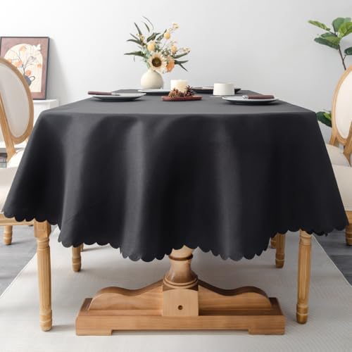 Oval Black Tablecloth 60 x 84 Inch | Polyester Fabric Washable Table Cloth Decorative Wrinkle Resistant Solid Color Table Cover for Kitchen Dinning Party Wedding - color: Black, size: 84" x 60" (Oval)