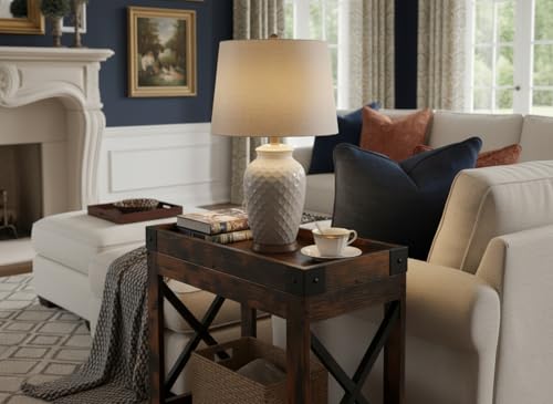 Narrow Side Table, Slim End Table,Sofa Side Table, End Table Nightstand for Bedroom, Living Room, Small Spaces - color: Rustic Brown, style: Farmhouse