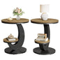 Tribesigns Round End Table, 2 Tiers Side Table with Storage Shelf, Sofa Side Bedside Nightstand with Wood Metal C-Shaped Frame for Small Spaces, Living Room, Easy to Assemble, Light Brown (2PCS) - color: Light Brown