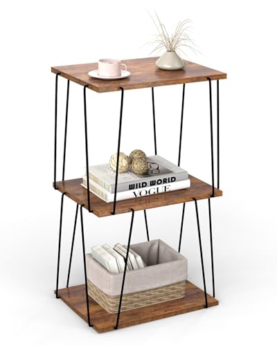 KJGKK Tall End Table, Small Side Table, 29 inch High Entryway Table, Bedside Table for Living Room, Bedroom and Office, Rustic Brown - color: Rustic Brown + Black