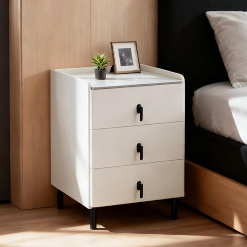 Lamberia Narrow Nightstand with 3 Drawers, Narrow Side Table, Small Bedside Table for Bedroom, Living Room, End Table for Small Space, Cream White，15.8''W x 15.8" D x 23.5" H - color: Cream White, size: 15.8"W*15.8"D*23.6"H