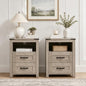 Farmhouse Night Stand Set of 2, Rustic Sierra Nightstand for Bedroom, End Tables with Charging Station, Bedside Table with Drawers, Wood Bedside Cabinet Dresser - color: Sierra, size: 2pcs with Charging