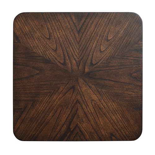 Sandstone Home LAX Mid-Century Modern Square End Table with Starburst Top – 18” Accent Table with Shelf, Rich Espresso Brown Finish, Retro Side Table or Nightstand for Living Room or Bedroom - color: Rich Espresso Brown