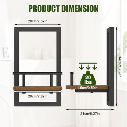 2-Pack Floating Shelves for Indoor Plants, Wall Mounted Storage Shelves for Bedroom, Living Room, Kitchen, Office, Bathroom Decor