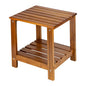 Utoplike Teak Side Table Outdoor, Patio End Table Double Layer for Garden | Wooden Coffee Accent Tables for Backyard, Pool, Bed, Living Room, Couch, Two-Tier - size: 2-Tier