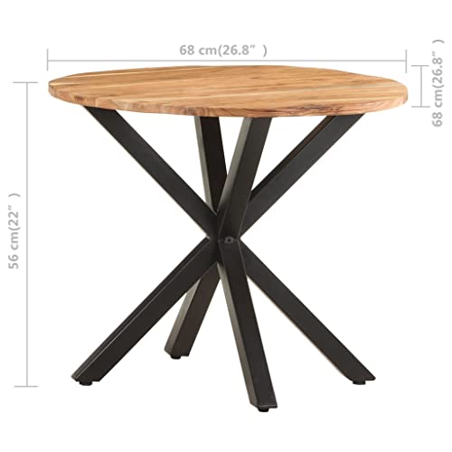 Industrial Solid Acacia Wood Side Table 26.8x26.8x22 Inches with Powder Coated Iron Legs, End Table for Living Room - color: Solid Acacia Wood