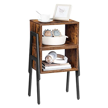 HOOBRO Nightstands Set of 2, Stackable End Tables, Small Side Tables, Bedside Tables with Open Storage Shelf, for Small Spaces, Bedroom, Living Room, Rustic Brown BF38BZP201 - color: Rustic Brown