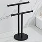 Black Hand Towel Holder Stand, Double T-Shape Hand Towel Stand Towel Rack Towel Bar for Bathroom Countertop, SUS304 Stainless Steel SHUNLI - color: Black-s
