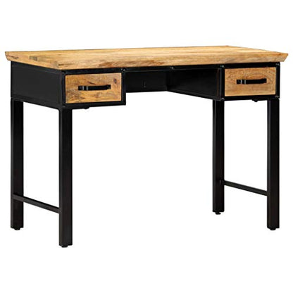 vidaXL Writing Table 43.3"x19.6"x29.9" Solid Mango Wood | Plenty of room to keep your stuff organized, Made from solid mango wood, Shiny finish mixes style with functionality