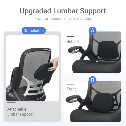 HYLONE Big and Tall 400lbs Heavy Duty Office Chair, 5" Thickened Seat Ergonomic Desk Chair with Adjustable Armrests, Home Office Computer Chairs for Long Hours Mesh Executive Chair(Black) - color: Black, size: Thicken Cushion