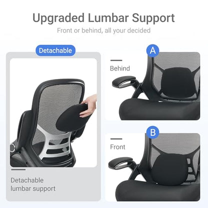 HYLONE Big and Tall 400lbs Heavy Duty Office Chair, 5" Thickened Seat Ergonomic Desk Chair with Adjustable Armrests, Home Office Computer Chairs for Long Hours Mesh Executive Chair(Black) - color: Black, size: Thicken Cushion