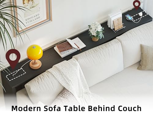 TIQLAB Sofa Table, 79''L x 9.1''W (1.2'' Thickness) Long Console Table Behind Couch, Entryway Table with Angled Metal Frame, Industrial Console Table, Black - color: Black, size: 79''L x 9.1''W x 31.5''H