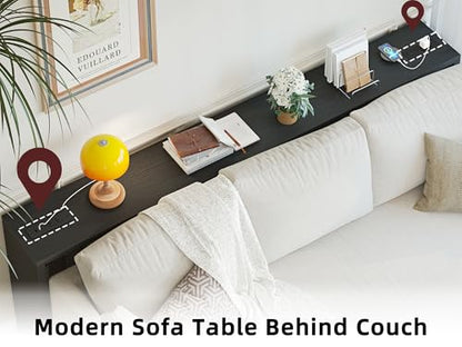 TIQLAB Sofa Table, 79''L x 9.1''W (1.2'' Thickness) Long Console Table Behind Couch, Entryway Table with Angled Metal Frame, Industrial Console Table, Black - color: Black, size: 79''L x 9.1''W x 31.5''H