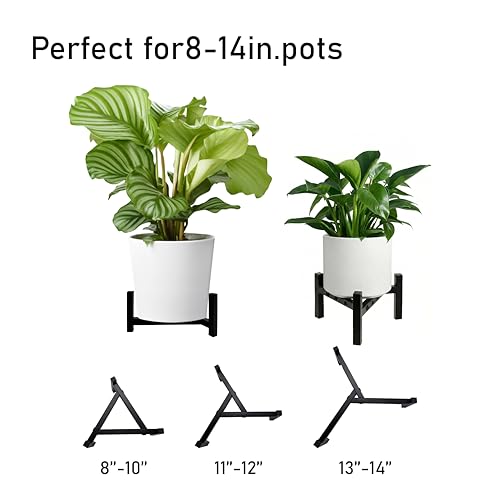 2-Pack Plant Stand Indoor Outdoor, Heavy Duty Stable Metal Holder Fits 8 to 14 Inch Flower Pots, Adjustable Black Plant Stands (Pots Not Included) - Black - size: 2 Pack - Triangle