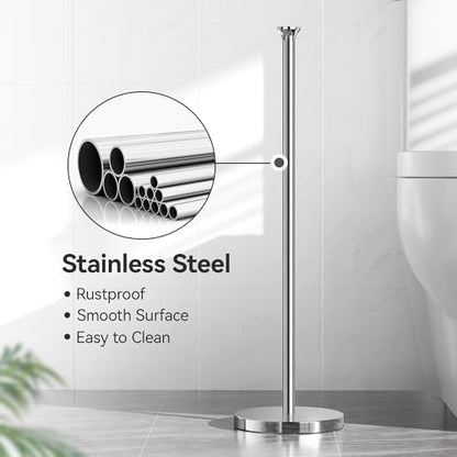 Toilet Paper Holder Stand(with Reserve Function), Free-Standing Spare Rolls Storage Holder, Stainless Steel, Modern Design - color: Chrome