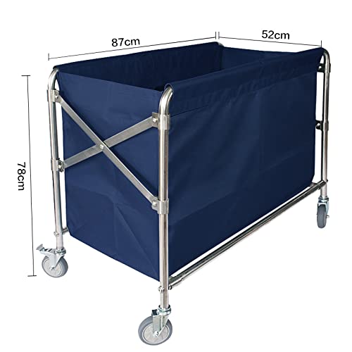 Industrial Laundry Cart with Wheel 12 Bushel (400l) Commercial Collapsible Laundry Hamper Large Heavy Duty Rolling Basket Waterproof Laundry Trucks for Home Organizer Storage - color: Blue