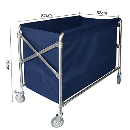 Industrial Laundry Cart with Wheel 12 Bushel (400l) Commercial Collapsible Laundry Hamper Large Heavy Duty Rolling Basket Waterproof Laundry Trucks for Home Organizer Storage - color: Blue