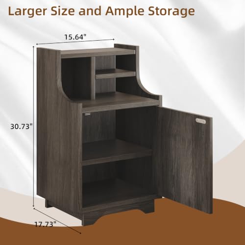 4ever2buy White Nightstand with Storage, 30" Tall Night Stand with Hutch | Farmhouse Tall Bedside Table End Table for Bedroom Living Room Sofa Office, Grey - color: Wash Grey