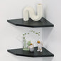 Joiishom Wood Corner Wall Shelves Set of 2, Solid Wood Corner Floating Shelves, Round End Wall Mounted Floating Corner Shelf for Bedroom, Living Room and Kitchen (Black-12 inch) - size: Black-12 inch