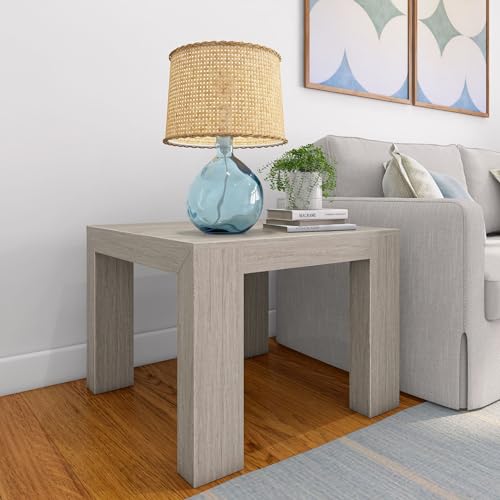Plank+Beam Modern Square Corner Table, 32", Slim Side Table for Living Room, Mini End Table for Small Spaces, Bedside Night Stand, Seashell Wirebrush - color: Seashell Wirebrush, size: 32 Inch Square Table without Shelf