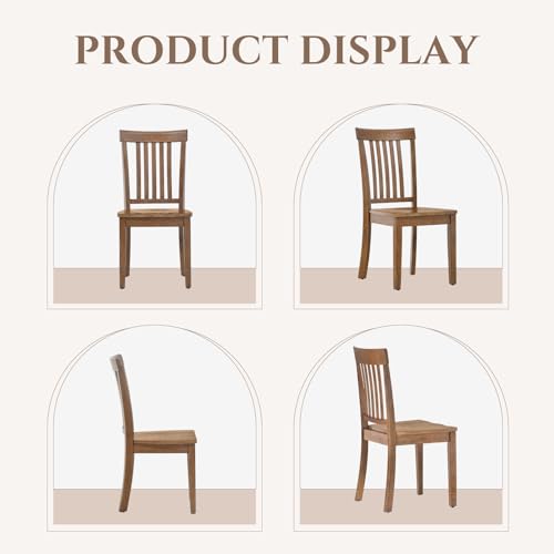 COLAMY Wooden Dining Chairs Set of 6, Farmhouse Dining Room Chairs, Windsor Spindle High Back Side Chairs, Armless Rubberwood Kitchen Table Chairs, Light Brown - color: Light Brown, size: Set of 6