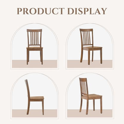 COLAMY Wooden Dining Chairs Set of 6, Farmhouse Dining Room Chairs, Windsor Spindle High Back Side Chairs, Armless Rubberwood Kitchen Table Chairs, Light Brown - color: Light Brown, size: Set of 6