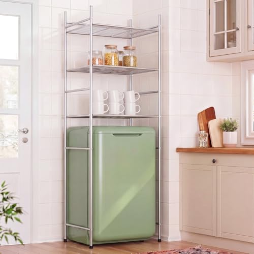 Wesiti 3 Tier Mini Fridge Shelf for Dorm Sliver Mini Microwave Stand | Over the Fridge Metal Storage Shelves Rack for College Dorms Kitchen Bathrooms Home Office