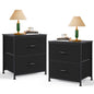 Nightstand Set of 2 Upgraded Small 2 Drawer Dresser End Table | Bedside Furniture, Wooden Top Fabric Bins for Bedroom, Closet, Entryway, Dorm, 11.8" D x 18" W x 20", Black - color: Black