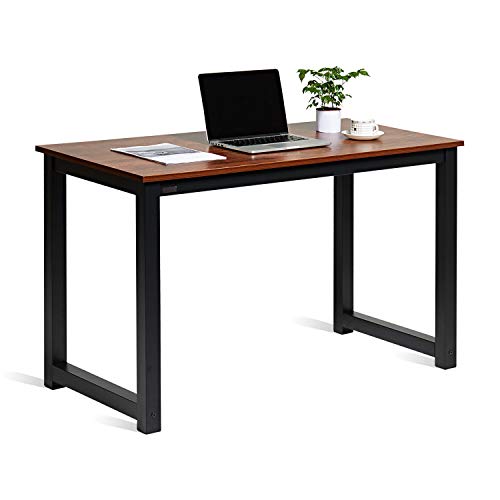 Decoholic 47 Inch Computer Desk, Home & Office PC Laptop Study Writing Table Workstation with Leg Bars, Modern Simple Industrial Style, Rustic Brown - size: 47 Inch