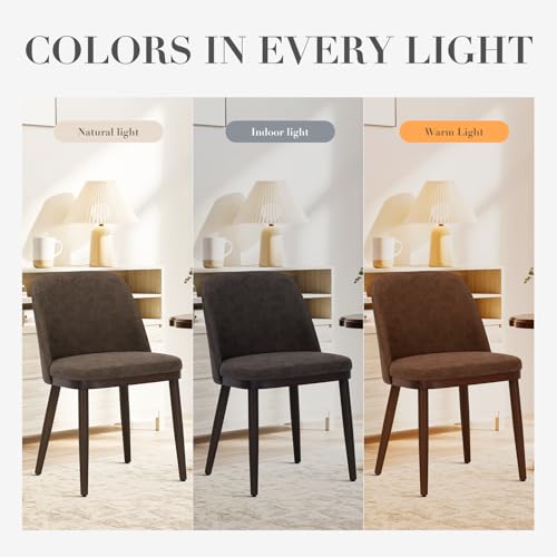 COLAMY Upholstered Dining Chairs Set of 4, Modern Kitchen Chairs with Back, Leather Side Dining Room Chairs with Wood Legs for Kitchen Dining Room Restaurant, Dark Brown - color: Dark Brown, size: Set of 4