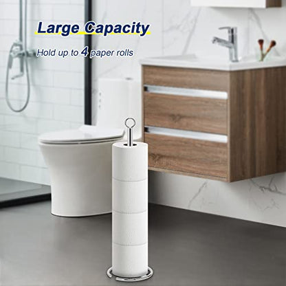 NearMoon Bath Toilet Paper Holder Stand, Freestanding Tissue Paper Storage with Reserve, Space Toilet 4 Rolls Holder for Bathroom/Kitchen Countertop-All Metal (1 Pack, Chrome Finish) - color: Chrome Finish