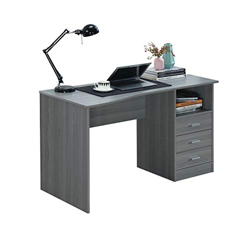 Techni Mobili 51 Inch Classic Computer Desk w/Drawers & Storage, Grey | 51 Inch classic desk with 3 drawers, spacious storage, sturdy frame, and functional home office workstation for modern setups - color: Light Grey