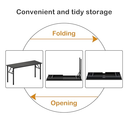 Need Home Office Desk - 60 Inches Large Computer Desk Sturdy Black Table Foldable Desk Gaming Computer Table No Assembly Required AC5CB 60 inch - color: Black & Black Frame, size: 60 inch