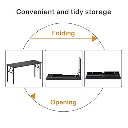 Need Home Office Desk - 60 Inches Large Computer Desk Sturdy Black Table Foldable Desk Gaming Computer Table No Assembly Required AC5CB 60 inch - color: Black & Black Frame, size: 60 inch