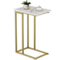 Function Home C Shaped End Table, Small Side Tables for Sofa Bed, Couch Tables that Slide Under, Drink Snack Table for Living Room Bedroom Small Space, White Wood Top and Gold Metal Frame - color: Square Gold