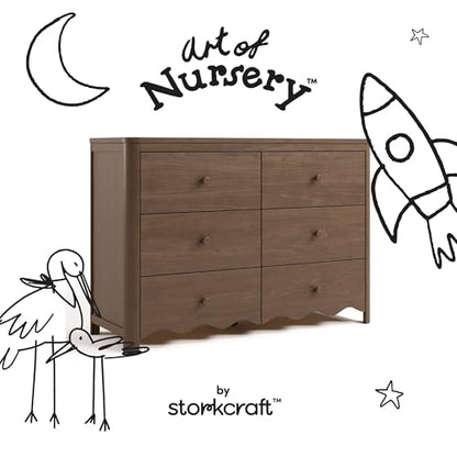 Storkcraft Casablanca 6 Drawer Dresser, Hazelnut | GREENGUARD Gold Certified, Brown Dresser for Bedroom, Kids & Nursery Storage Chest, Safety Interlocking Drawers, Kids Bedroom - color: Hazelnut, style: 6 Drawer Dresser