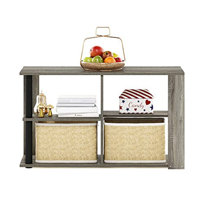 Furinno Romain Narrow End Table with Shelves, French Oak/Black - color: French Oak/Black, size: Narrow End Table