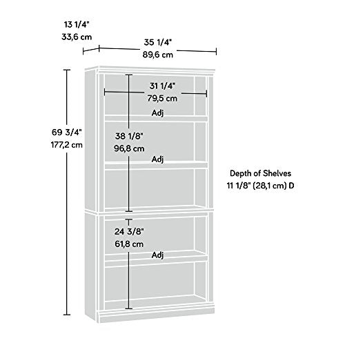 Sauder 5 Tier Book Shelf Wooden Bookcase Multipurpose Bookshelf for Home Office, Living Room, in Lintel Oak - color: Lintel Oak