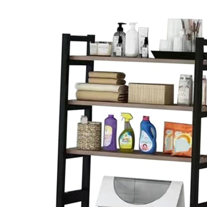 1 Set Over The Toilet Storage, 3-Tier Bathroom Laundry Storage Rack Space-Saving Organizer Household Supplies (Black) - color: Black