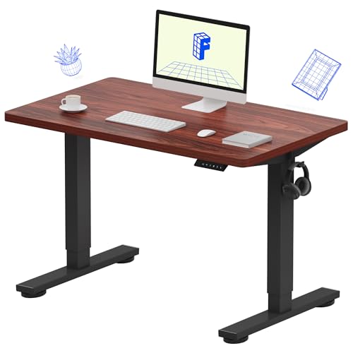FLEXISPOT EN1 One-Piece Standing Desk, Electric Adjustable with 4 Memory Presets, 176 LBS Capacity, Stable & Quiet, Seamless Desktop for Home Office & Dual Monitors, 40"x24" Mahogany - color: Mahogany, size: 40x24"