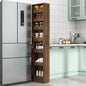 7-Tier Slim Mobile Shelving Cart with Wheels, Rolling Pantry with 7 Baskets, Narrow Pull-Out Utility Cart, Space Saving Storage Organizer Carts for Kitchen Living Room Bathroom Narrow Spaces, Walnut - size: Walnut & 7.87"D x 15.75"W x 70.75"H
