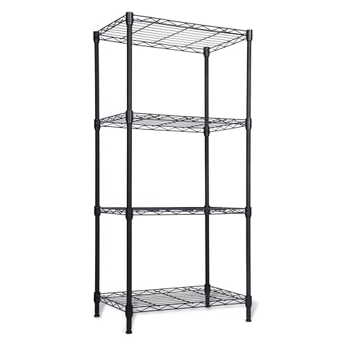 Whitmor 4 Tier Storage Shelves, Heavy Duty Metal Shelving, 400 lbs Capacity per Shelf, 1600 lbs Total, Easy Assembly for Kitchen, Garage, Plant, 18" L x 12" W x 38" H, Black - color: Black, size: 4-TIER,18"L x 12"W x 38"H