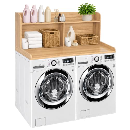 Royxen Laundry Countertop with 20“ Shelf Universal Fit, Washer and Dryer Countertop with Storage Space, Oak - color: Oak